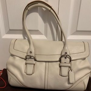 Authentic Coach white leather satchel.